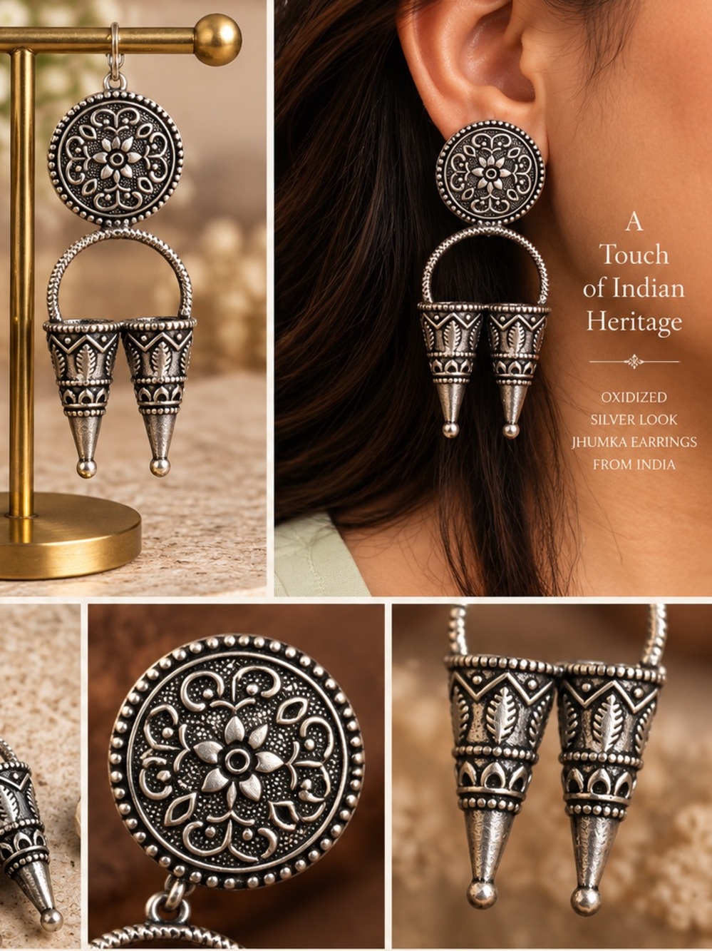 Festival Special | Indian Oxidized Statement Jhumka Earrings